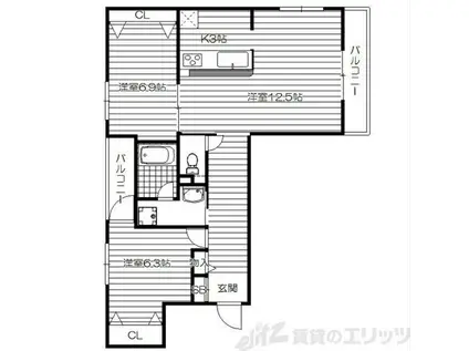 GRAND ARBRE(2LDK/2階)の間取り写真