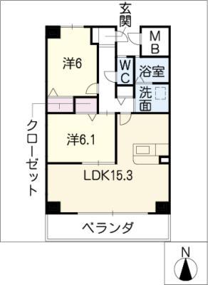 ラリーヒルズ(2LDK/3階)の間取り写真