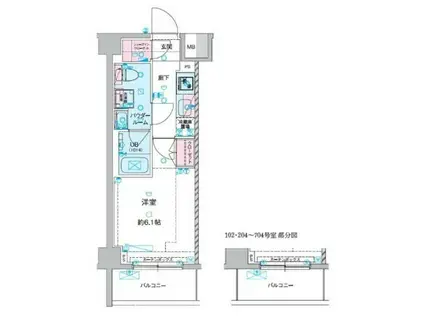 ジェノヴィア谷塚(1K/7階)の間取り写真