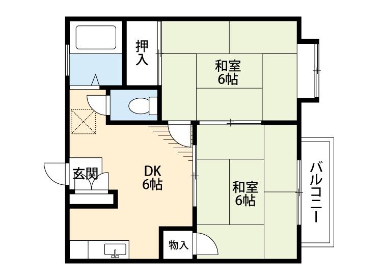 エトワールハイツ(2DK/2階)の間取り写真