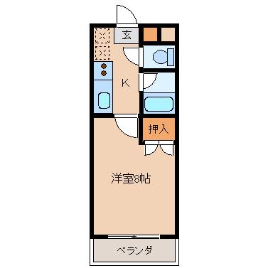 アグリー南(1K/3階)の間取り写真
