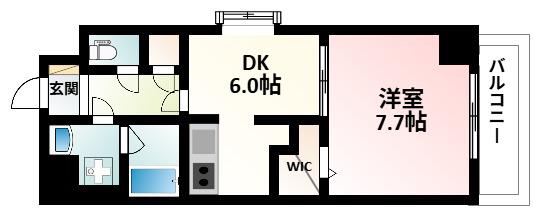 アクアスイート新大阪(1DK/4階)の間取り写真