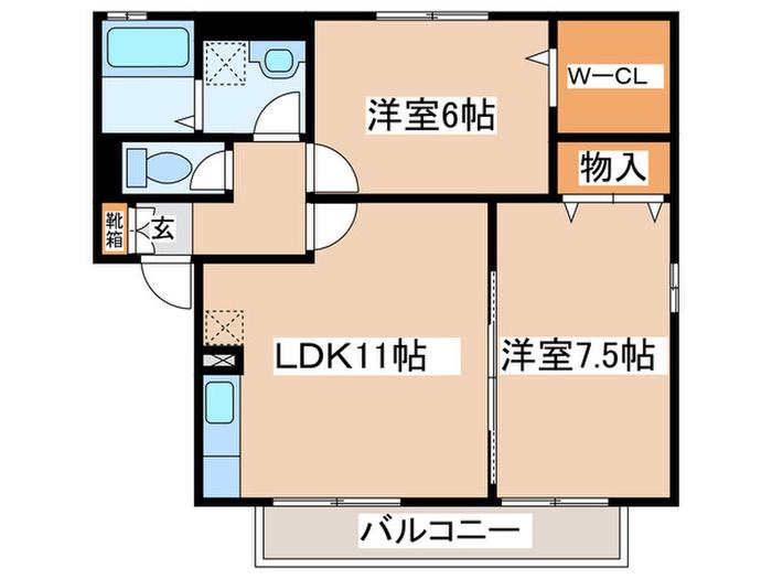ウィルモアK II(2LDK/2階)の間取り写真