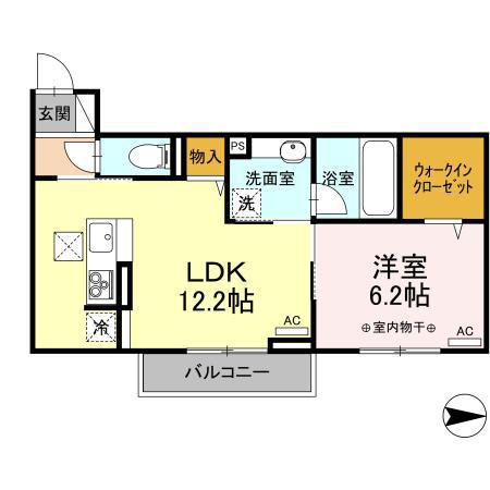 D-ROOM上高間木(1LDK/1階)の間取り写真