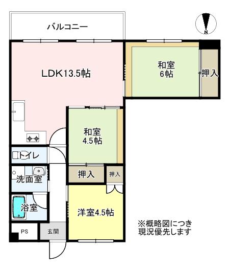 森ハイツ(3LDK/9階)の間取り写真
