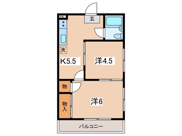 アーク桜ヶ丘(2K/2階)の間取り写真