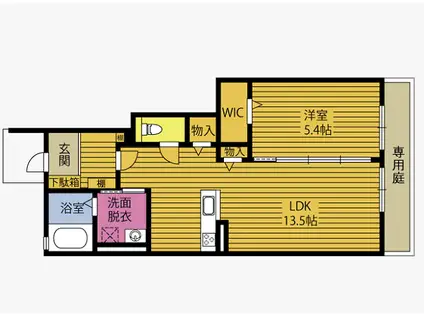 フィオーレ(1LDK/1階)の間取り写真
