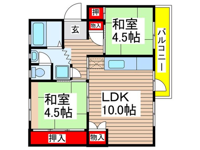真砂一丁目団地11-14号棟(2LDK/2階)の間取り写真