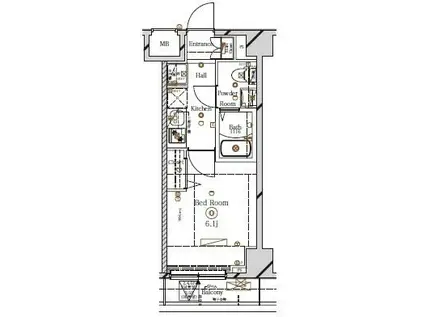 ラフィスタ川崎III(1K/3階)の間取り写真
