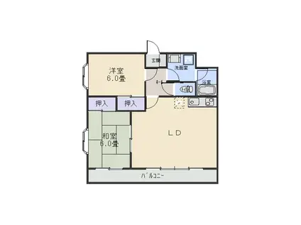 プランドール千疋前(2LDK/2階)の間取り写真