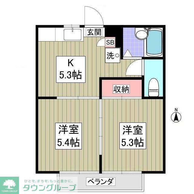 エルベマンション(2DK/1階)の間取り写真