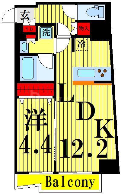 S-RESIDENCE両国PARK SIDE(1LDK/1階)の間取り写真