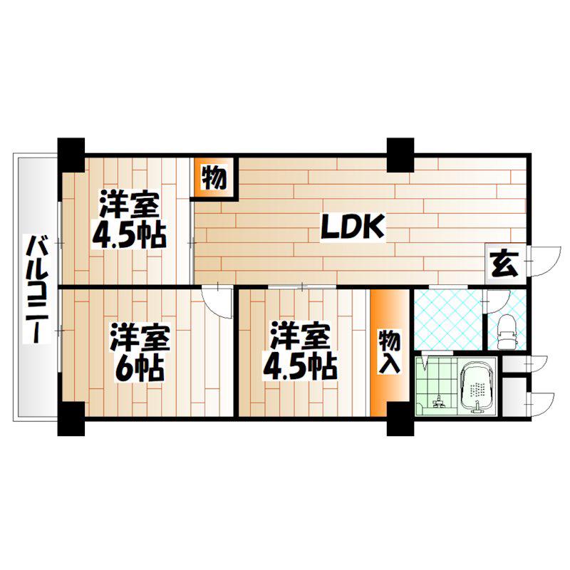 田町ビル(2LDK/8階)の間取り写真
