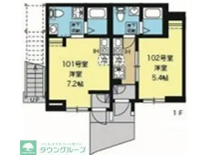 フローラ中野島(ワンルーム/1階)の間取り写真