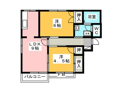 TOWNY・樹里 F(2LDK/2階)の間取り写真