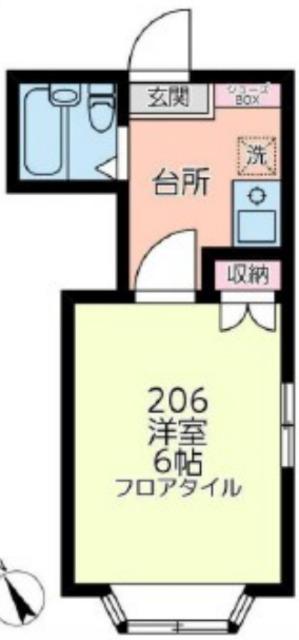 エバーグリーン(1K/2階)の間取り写真