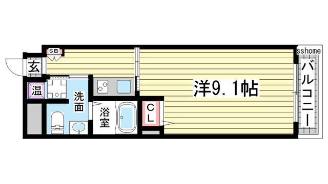 ARS六甲(1K/2階)の間取り写真
