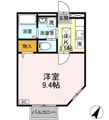 パセオステーブル八乙女II(1K/1階)の間取り写真