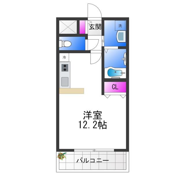 アンプルールクラージュ ヴィーヴル(ワンルーム/2階)の間取り写真