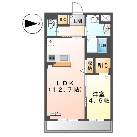 中村区鳥居西通2丁目マンション(1LDK/3階)の間取り写真