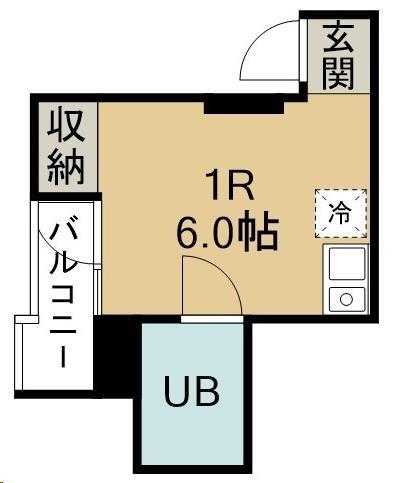 レンボーマンション(ワンルーム/2階)の間取り写真