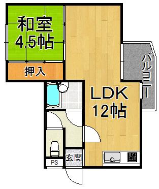ロイヤルメゾン塚口Ⅴ(1LDK/1階)の間取り写真