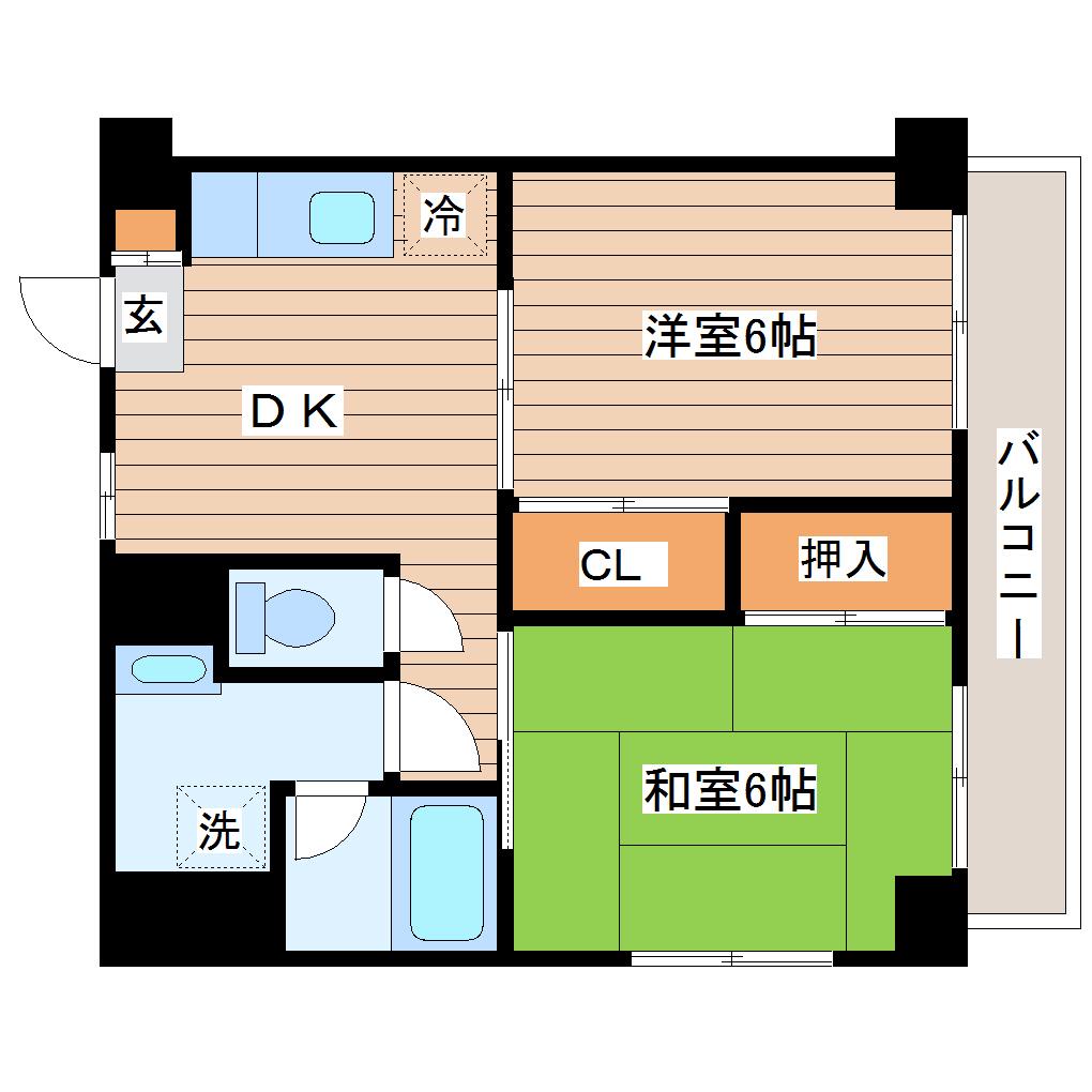 豊徳ハイツ(2DK/1階)の間取り写真
