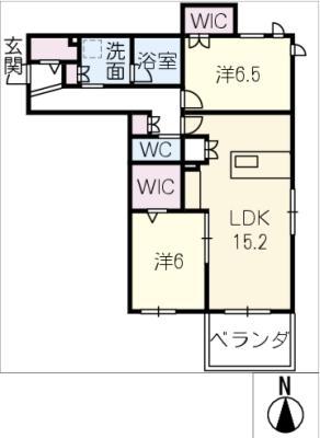 JUMEAUX 北館(2LDK/2階)の間取り写真