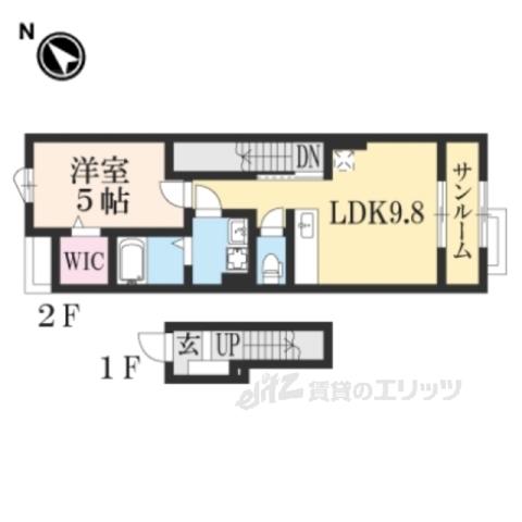 RAFFINE(1LDK/2階)の間取り写真