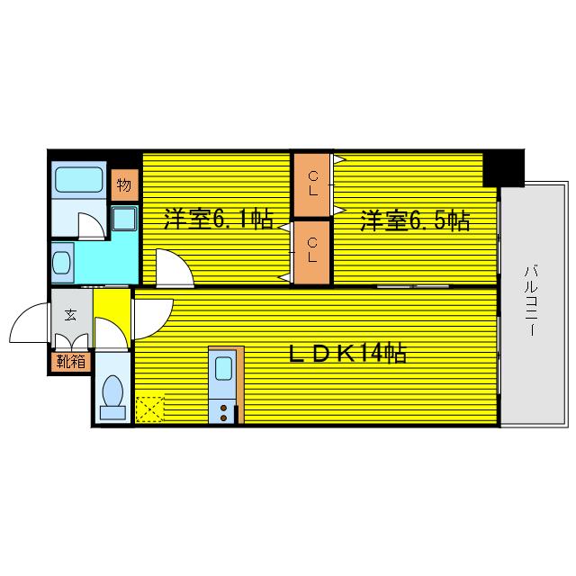 デセンテ北梅田(1SLDK/3階)の間取り写真