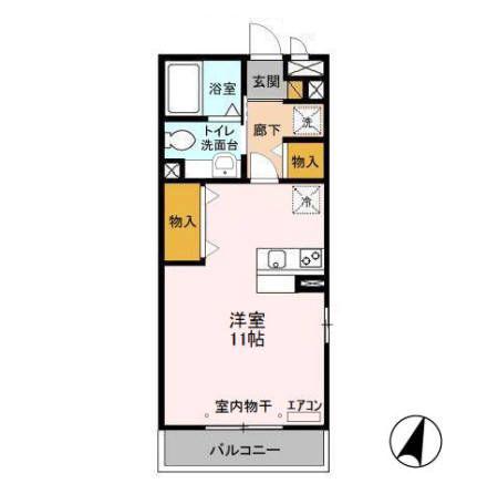 アビテ弁天(ワンルーム/2階)の間取り写真