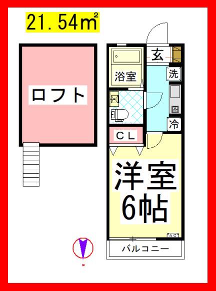 SE ラズベリーリーフ(1K/1階)の間取り写真