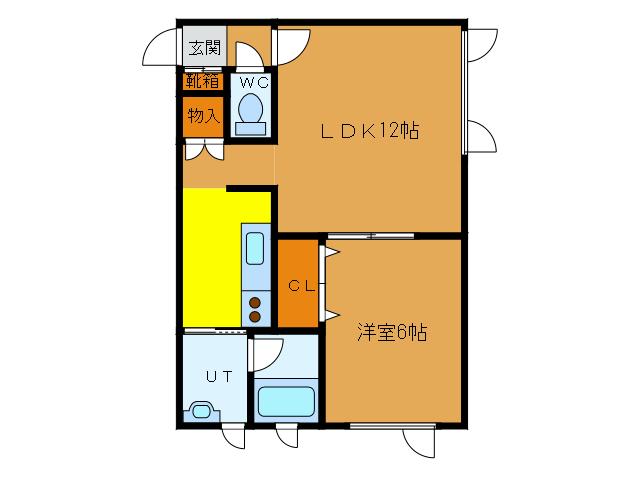 エクセルハイム(1LDK/2階)の間取り写真