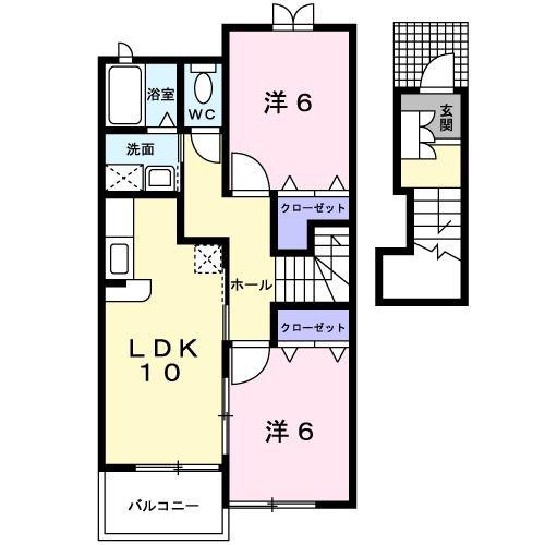 アニメート・パル(2LDK/2階)の間取り写真