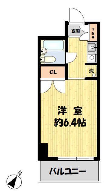 コスモ亀有V(1K/13階)の間取り写真