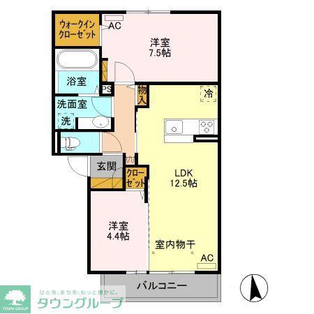 VILLA PATIO(2LDK/2階)の間取り写真
