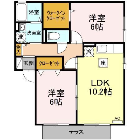 クレールカノン(2LDK/1階)の間取り写真