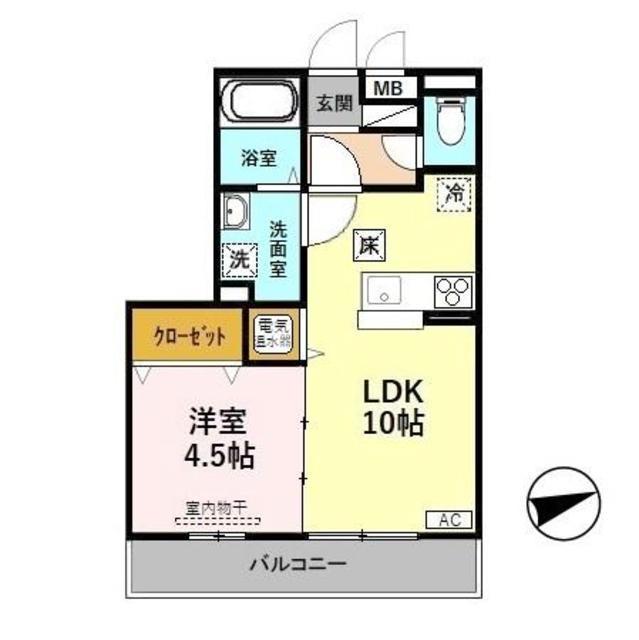 エスポワール(1LDK/1階)の間取り写真
