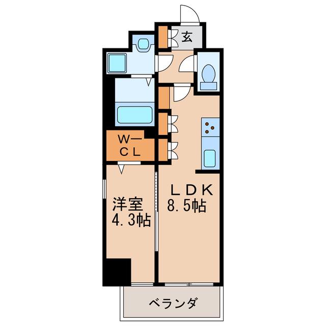 クレストタワー栄(1LDK/2階)の間取り写真