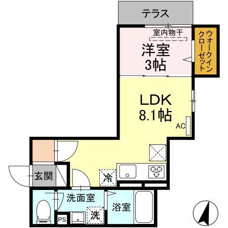 エクシード・ポメロ(1LDK/2階)の間取り写真