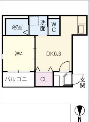 ハーモニーテラスささしま(1DK/3階)の間取り写真