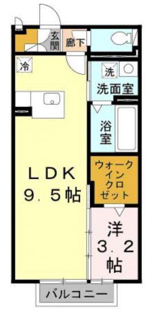 シャルマンコート楠葉(1LDK/2階)の間取り写真