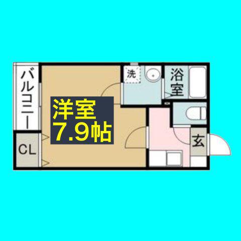 クレフラスト広川A(1K/1階)の間取り写真
