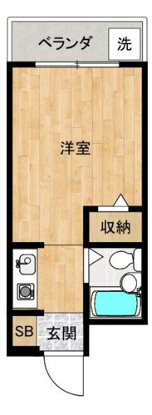 エスポワール御殿山(1K/1階)の間取り写真