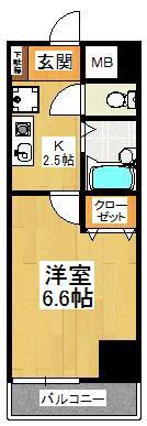 S-FORT船橋ROOTS(1K/9階)の間取り写真