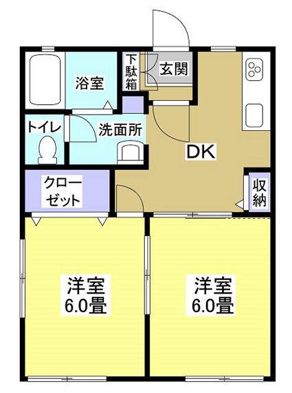 メルファレーン(2DK/2階)の間取り写真