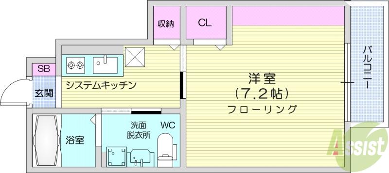 リバーサイド大谷(1K/1階)の間取り写真