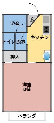 栗真ハイマートエクセル A棟(1K/2階)の間取り写真