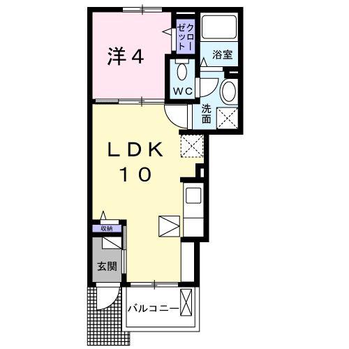 パヴァーヌII(1LDK/1階)の間取り写真