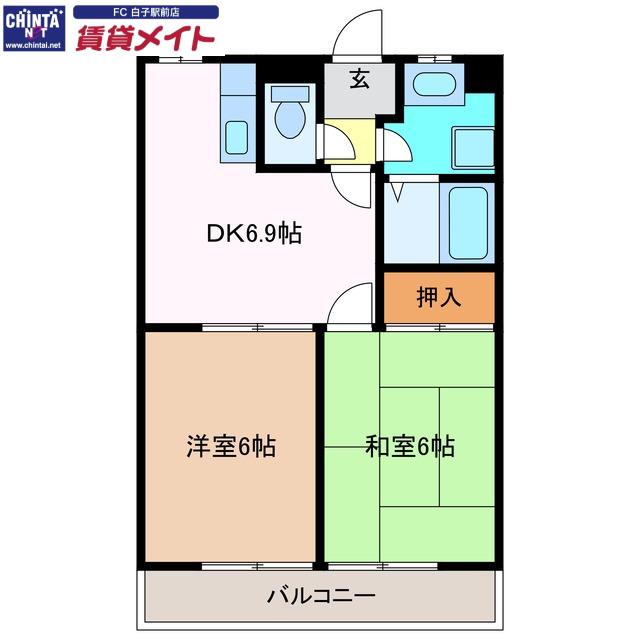 ミルフィーユ(2DK/1階)の間取り写真